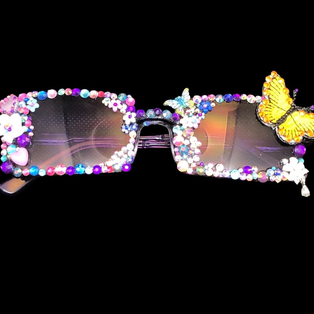 *SOLD* Handcrafted Bling Adult Purple Sunglasses Party Club Festivals NEW - Picture 7 of 7